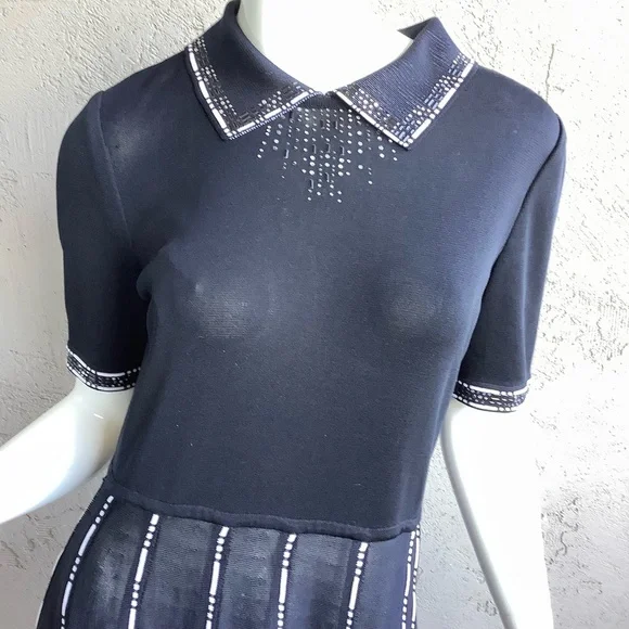 Escalier Sheer Black Sweater Dress with Beaded Accents - Picture 8 of 9